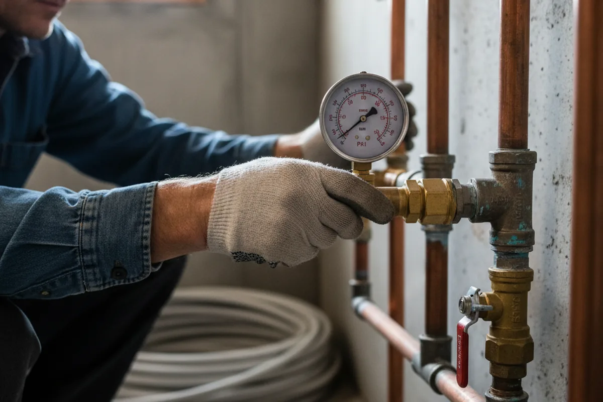 Pressure testing a repaired line during Water Line Repair in Rawlins